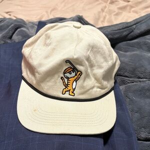 Cream Golfing Tiger Embroidered Hat